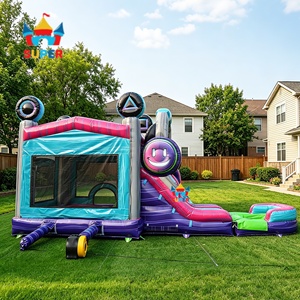 Nouveau design populaire : Aire de jeux gonflable en PVC avec toboggan, piscine et contrôleur de <span class=keywords><strong>jeu</strong></span>, thème parc d'attractions pour location événementielle et jeux aquatiques - Product Image 3