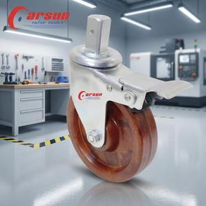 Ruedas giratorias de 5 pulgadas con anillo de sujeción de acero, resistentes a altas temperaturas (300°C), específicas para horno, con freno de bloqueo total, resistentes al desgaste y duraderas. - Product Image 3