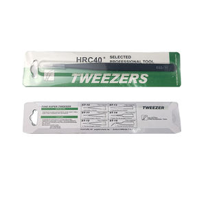 Pinzas antiestáticas de punta fina de acero inoxidable, ESD-11 recto Industrial de alta calidad, negro, no magnético, ESD - Product Image 1