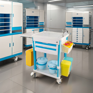 Chariot de service mobile pour blocs opératoires d'hôpital avec <span class=keywords><strong>tiroirs</strong></span> verrouillables en <span class=keywords><strong>plastique</strong></span> - Product Image 2