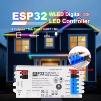 Contrôleur WLED ESP32 pour bande LED adressable avec 4 sorties, fusible 15A, relais, détection de son dynamique et circuit intégré de décalage de niveau pour Ws2811 Ws2815