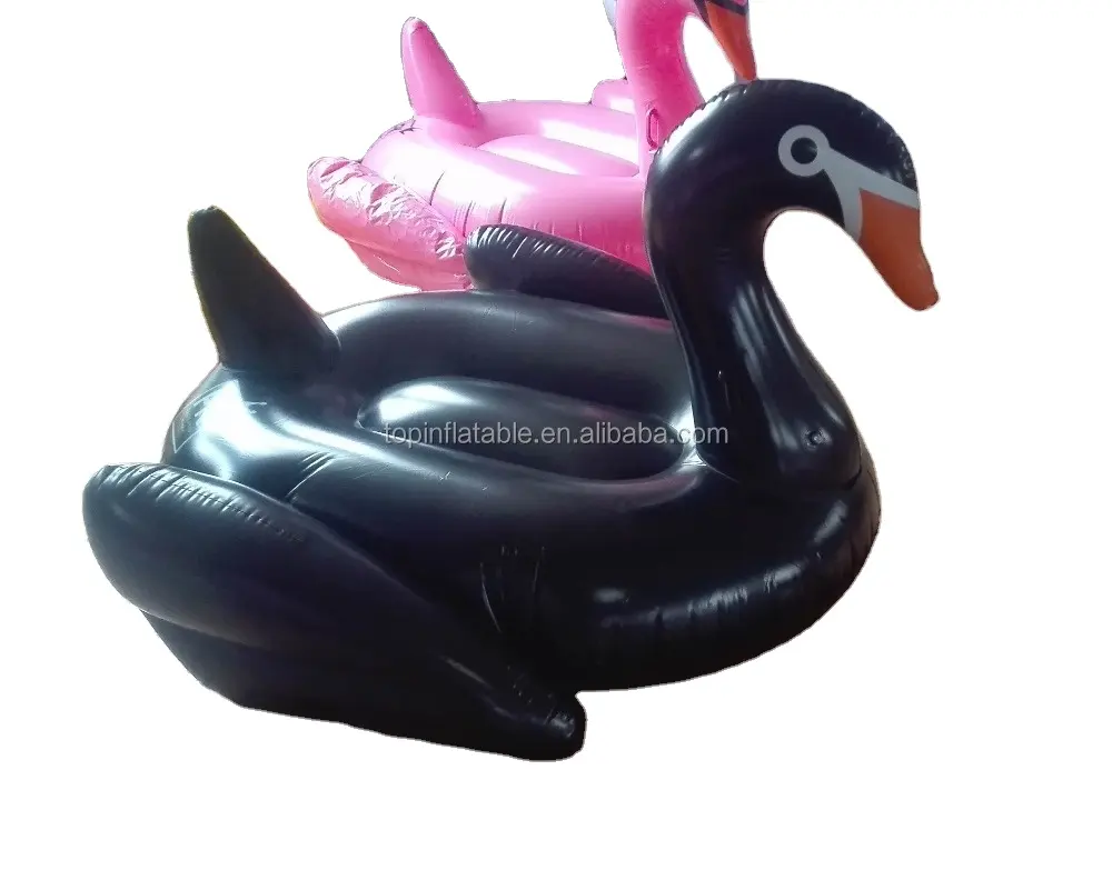 BSCI inflatable black swan floating big size swan swim ring for adult