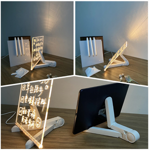 Oem nhà máy Acrylic khô xóa Hội Đồng Quản trị rõ ràng Máy tính để bàn bảng đứng với LED tin nhắn đèn xóa được vẽ hội đồng quản trị - Product Image 3