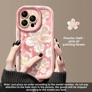Funda para <span class=keywords><strong>iPhone</strong></span> 14 Plus 15 Pro con Diseño de Flores Pintadas al Óleo, Anti-Caídas, Cobertura Total, Material de Silicona TPU, con Cordón - Product Image 6