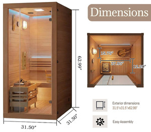<span class=keywords><strong>Sauna</strong></span> Interior Tradicional Personalizada para 1 Persona, Fabricada con Madera de Hemlock Canadiense Centenario, con Bluetooth - Product Image 3