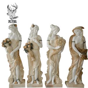 Décoration de <span class=keywords><strong>jardin</strong></span> Statue de femme en marbre naturel grandeur <span class=keywords><strong>nature</strong></span> nue quatre saisons pierre de marbre Sculpture moderne Figure Statue - Product Image 1