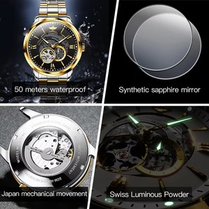 OUPINKE 3190 Hollow Automatic <b>Mechanical</b> Watch For Men Swiss Certificate Brand Men's Watches Luxury Waterproof Man Hand <b>Clock</b> - Product Image 3
