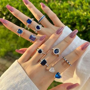 <span class=keywords><strong>Bague</strong></span> en pierres précieuses tanzanite brillante 925 en <span class=keywords><strong>argent</strong></span> Sterling <span class=keywords><strong>saphir</strong></span> bleu diamant pierres 8A Zircon bagues bagues de bijoux de mode fins - Product Image 2
