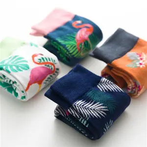 Nieuwkomers Flamingo Leaves Mannen Mode Fuzzy Gedrukt Sokken Heren Lange Sokken