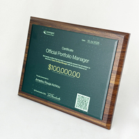 Plaque de certification en bois noir personnalisée avec cristal, plaque en bois massif, MH-FJ0011