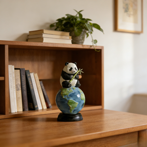 Figurine en résine Panda et Terre - Décoration d'intérieur animale et mondiale, Cadeau de Noël haut de gamme, Sculpture personnalisable Bozhi Art - Product Image 2