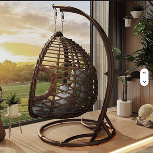 Hanging Egg <b>Chair</b> Swing With Steel Stand Set - All Weather Construction - Wicker Rattan Swing - Large Basket Design <b>Hammock</b> - Product Image 4