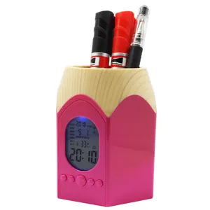 Creative Fancy Pencil Shape Multi Functional Digital LCD Calendar Countdown Timer Alarm Pen Holder Clock