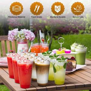Gobelets en plastique transparent de 24 oz, avec couvercles, 1000 ensembles de gobelets jetables, étanches et adaptés aux aliments, pour boissons froides et café glacé - Product Image 5