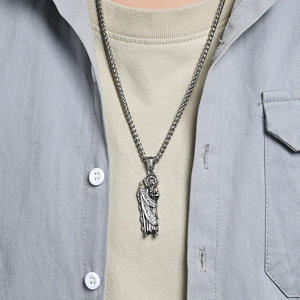 Saint Julien Titanium Steel Necklace Stainless Steel Pendant <b>Cross</b> Shape Unisex Fashion Jewelry Retro Classic Design - Product Image 3