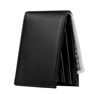 Men's <b>Wallets</b> Large Capacity Card <b>Holder</b> RFID Anti Theft Top Grain Cowhide Business Commuting Solid Color Black - Product Image 1