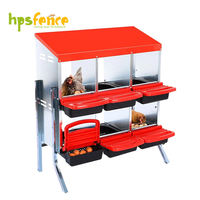 HPSFENCE Boîte de nidification pour poules à double couche et 6 compartiments, en acier, avec plateaux de collecte des œufs pour poules pondeuses