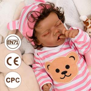 Poupée Bébé <span class=keywords><strong>Reborn</strong></span> Réaliste Corps Entier en Silicone Rose de 18 Pouces, Refus de Vente au Détail, Bébé <span class=keywords><strong>Reborn</strong></span> Noir Très Réaliste - Product Image 2