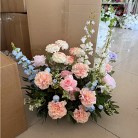 MoKtong – Guirlande de plantes vertes et fleurs sauvages rose vif de luxe pour centre de table