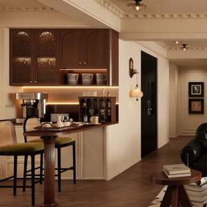 Buffet en bois massif pour table à manger, pour salon et usage commercial, design traditionnel, style villa - Product Image 3