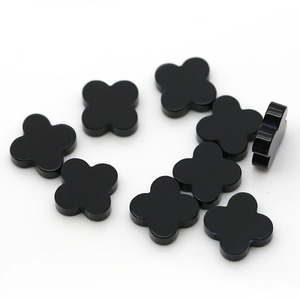 6mm đến 16mm tự nhiên màu đen <span class=keywords><strong>onyx</strong></span> đá quý bốn lá Clover Agate Loose đá quý - Product Image 1