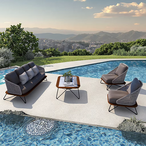 5 piezas sofá jardín <span class=keywords><strong>Oslo</strong></span> esquina todo Metal exterior teca madera jardín sofá seccional conjunto teca exterior jardín Patio 2 plazas sofá - Product Image 1