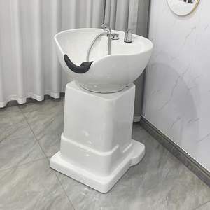Lit de lavage capillaire vertical pour salon de coiffure, lit de lavage dédié aux salons de coiffure, lit de lavage assis avec cuvette en céramique mobile - Product Image 6