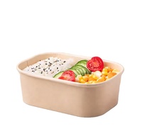 Offre Spéciale KING GARDEN Boîte à lunch rectangulaire à fentes en papier kraft biodégradable avec poignée, revêtement PE écologique