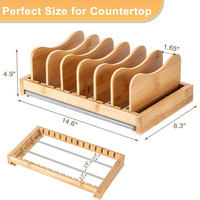 Support de rangement pour couvercles de casseroles en bambou, avec pierre de séchage instantané, pour comptoir de cuisine, organisateur de casseroles et poêles, égouttoir à casseroles, support de rangement