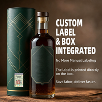 Coffret Cadeau de Luxe pour Whisky avec Boîte en Carton et Étiquette Anti-Contrefaçon, Emballage Personnalisé pour Bouteille Unique de Spiritueux avec Scellé VOID, OEM