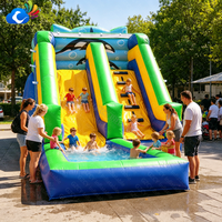 Toboggan aquatique gonflable commercial pas cher, couleurs fraîches, avec piscine