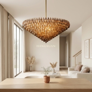 Lámpara de Techo Moderna de Lujo con Estructura de Acero y Cristal Chiara, de Múltiples Niveles y Redonda, para Comedores, Salas de Estar y Vestíbulos Grandes - Product Image 4