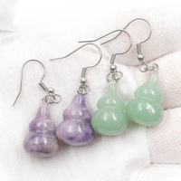 Vente en gros de pierres précieuses de guérison en cristal naturel tendance Boucles d'oreilles porte-bonheur en forme de gourde