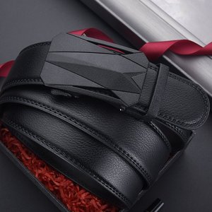 Cinturón HJ con logotipo personalizado de aleación automática de lujo para hombre de cuero de vaca genuino de longitud personalizada de calidad superior - Product Image 3