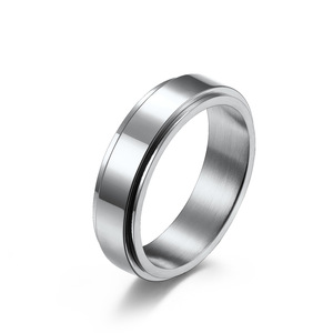 Unisex 6mm minimalist smooth <b>titanium</b> steel rotating <b>ring</b>, suitable for both men and women, fashionable and trendy jewelry. - Product Image 5