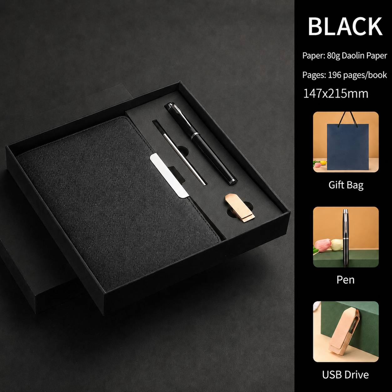 Traje negro con unidad USB