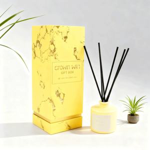 Custom Biodegradable Waterproof Certified Soy Ink Reed Diffuser <b>Gift</b> Packaging Rigid Paper <b>Box</b> with Embossing and Sponge Liner - Product Image 3