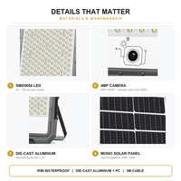 Projecteur solaire extérieur avec caméra WIFI 4MP 1440P, étanche IP66, en aluminium moulé sous pression, batterie LiFePO4, détecteur de mouvement, 100W-1200W