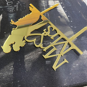 Décoration de gâteau de mariage en acrylique miroir doré Décoration de gâteau de mariage en acrylique <span class=keywords><strong>Mr</strong></span> & Mrs - Product Image 4