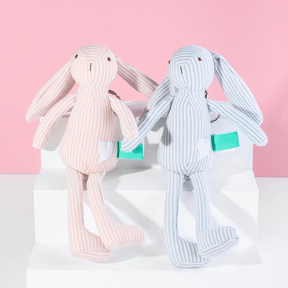 Wholesale Custom OEM 35cm Long Ear Stripe Rabbit Bunny Stuffed Toy Baby Soothing Soft Cute Plush Stuffed Animal Doll