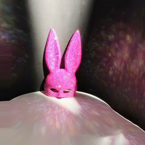 Máscara de conejito con diamantes de imitación, máscara de disfraz de fiesta con lentejuelas rosas para mujeres y niñas, eventos de baile de Halloween - Product Image 3