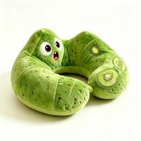 Oreiller de voyage personnalisé en peluche Kiwi, Coussin de nuque en forme de Kiwi mignon, Coussin de nuque brodé en forme de tranche de Kiwi