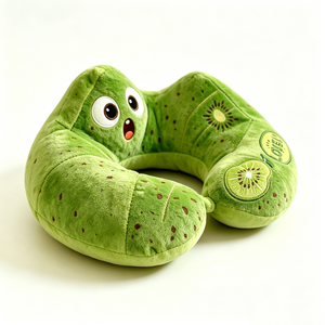 Almohada de Viaje de Peluche Personalizada con Forma de Kiwi, Cojín de Cuello con Personaje de Kiwi Adorable, Almohada de Cuello de Peluche Bordada con Rodaja de Kiwi - Product Image 3
