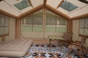 All-Season Double-Layer Family <strong>Tent</strong> Waterproof PVC Inflatable Outdoor Camping Automatic System Made <strong>Canvas</strong> Cotton Oxford <strong>Fabric</strong>