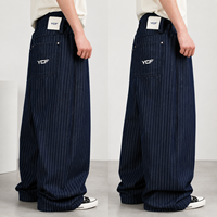 Pantalon Baggy Homme Personnalisé à Rayures Fines, Tissé Jacquard, Broderie Patch, Coupe Ample – Fournisseur de Vêtements