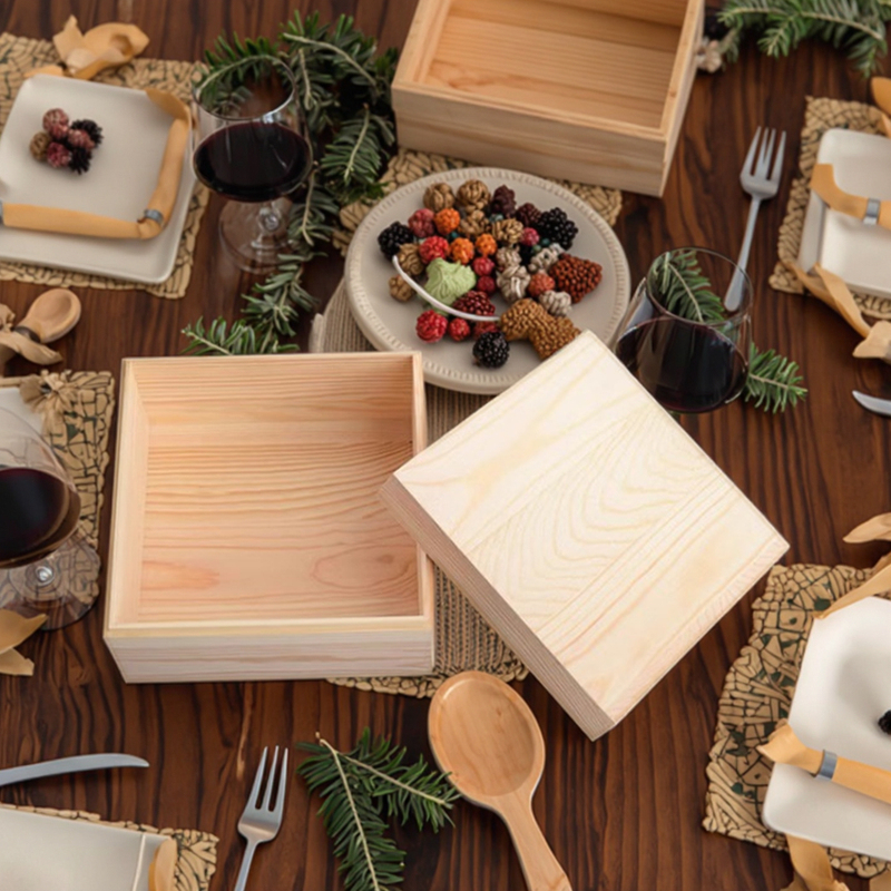 Bamboo Rectangular Wooden Box with Laser