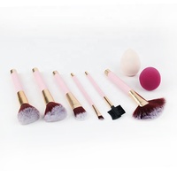 MEJ divers 6 pièces pinceaux de maquillage professionnels, ensembles de pinceaux de maquillage pour les yeux en forme d'éventail rose