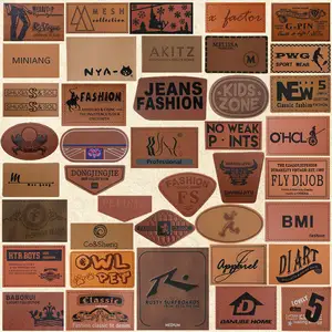 Low Moq PU Leather Hot Stamped Patches, Laser Engraved Faux Leather Patches, Genuine Leather Garment Tag for Jeans