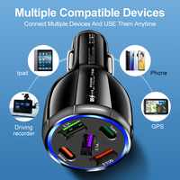Chargeur de voiture multi-ports rapide 5 en 1 avec protection OTP, PD 3.0, QC3.0, USB Type-C et prise pour écouteurs