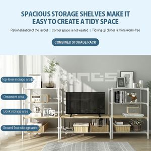 <span class=keywords><strong>Libreria</strong></span> e Mobile TV Autoportante in Metallo con Ripiani Regolabili in Filo Metallico per <span class=keywords><strong>Soggiorno</strong></span>, Scaffali e Mensole per Organizzazione Domestica - Product Image 3